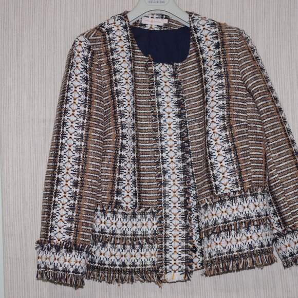 Tory Burch Jessica Tweed Jacket In Brown size 14 - Picture 3 of 8